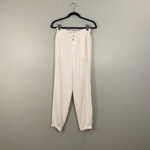 Sincerely Jules linen blend white elastic waist jogger pants size medium